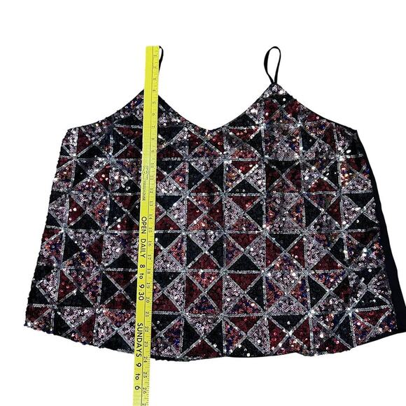 Peach Sequin Triangle Tank Top Size 2X Black Red Pink Silver Concert Event Fair - Picture 4 of 7